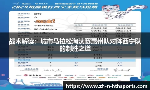 战术解读：城市马拉松淘汰赛惠州队对阵西宁队的制胜之道